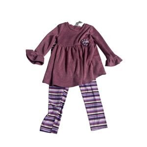 Bonnie Jean Girls Sz 6 Outfit Sparkle Tunic Top & Striped Leggings Set